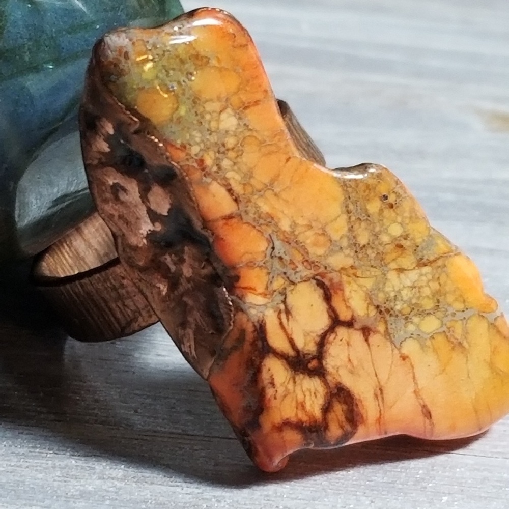 TVD Orange Howlite Copper Ring SZ 7